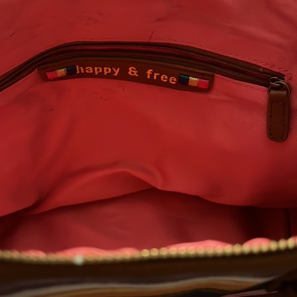 The Sak handbag Watercolor Striped East West Shoulder Bag pink blue white tote - Picture 4 of 8